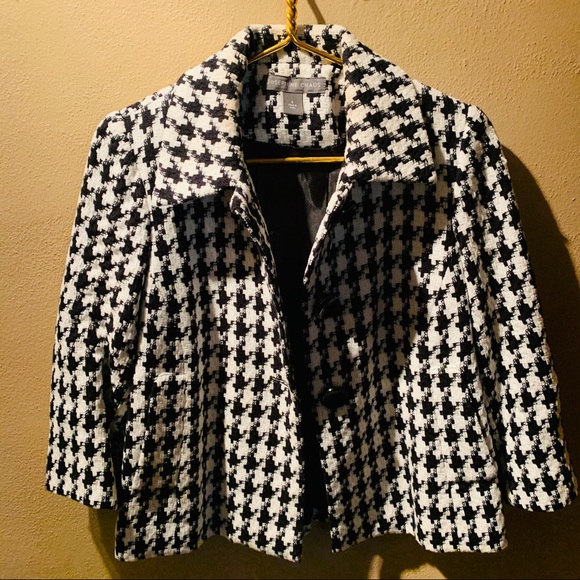 Chunky Knit Black & White Hounds Tooth Jacket 4 - Picture 3 of 8